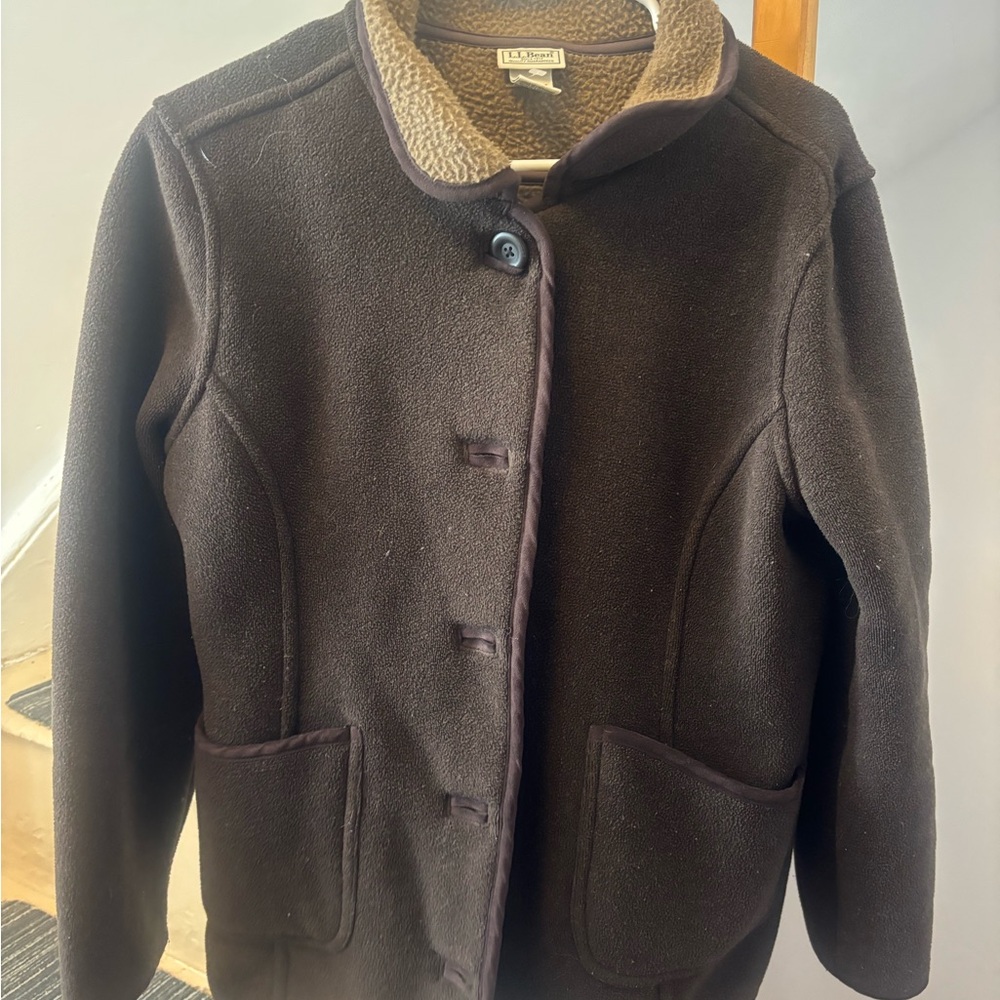 L.L.Bean Brown Fleece Jacket with Sherpa Lining